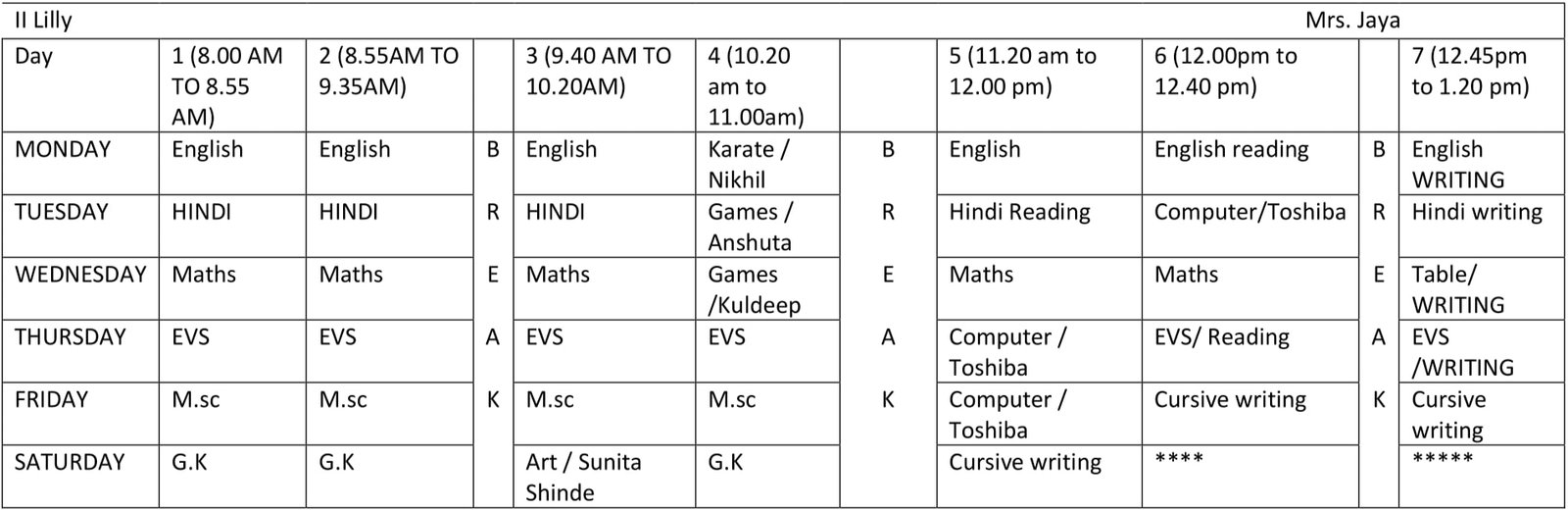 Time Table 2024-25